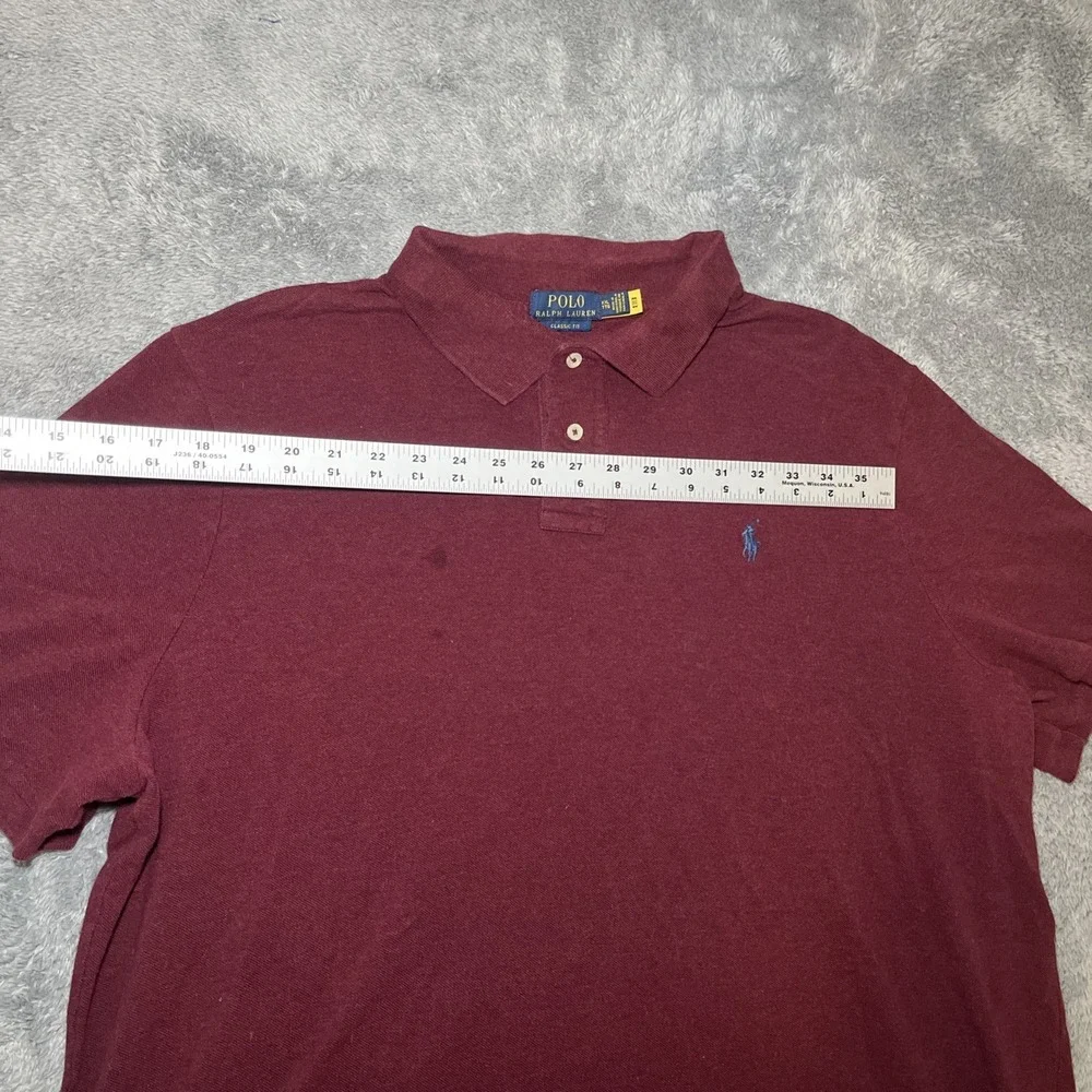 Polo Ralph Lauren Men's Short Sleeve Burgundy Shirt Navy Pony SZ XXL Classic Fit